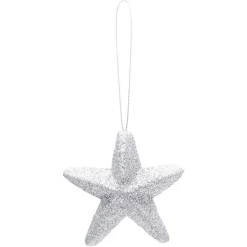 Décoration de Noël étoile et lune argentées à suspendre