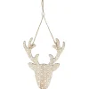 Décoration de Noël tête de renne en bois à suspendre