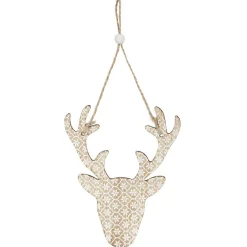Décoration de Noël tête de renne en bois à suspendre