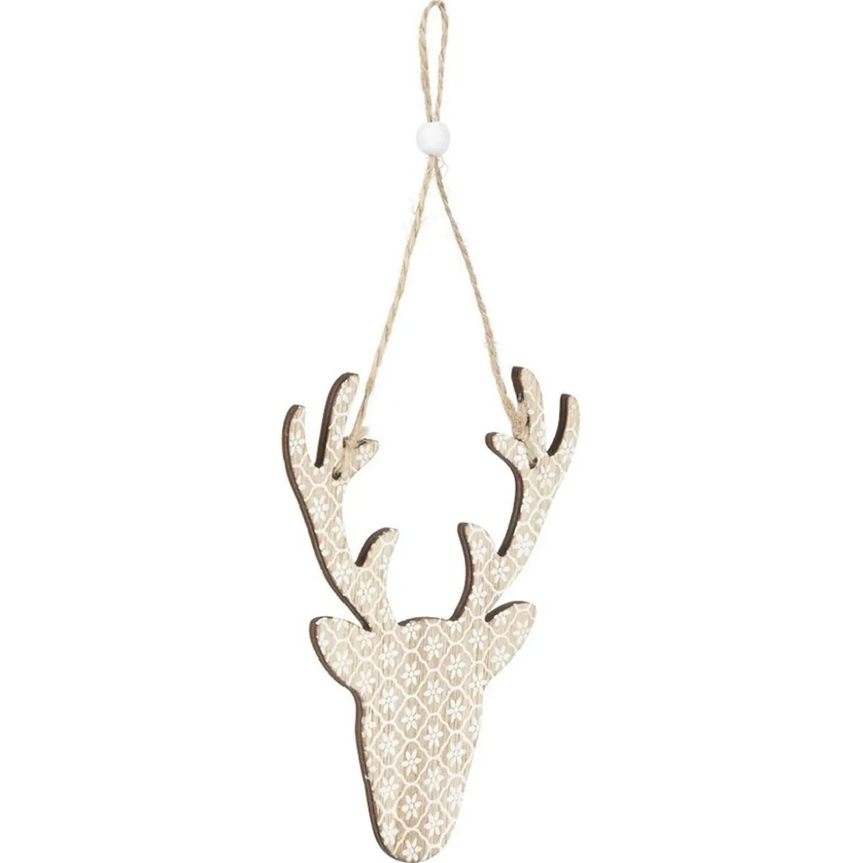 Décoration de Noël tête de renne en bois à suspendre