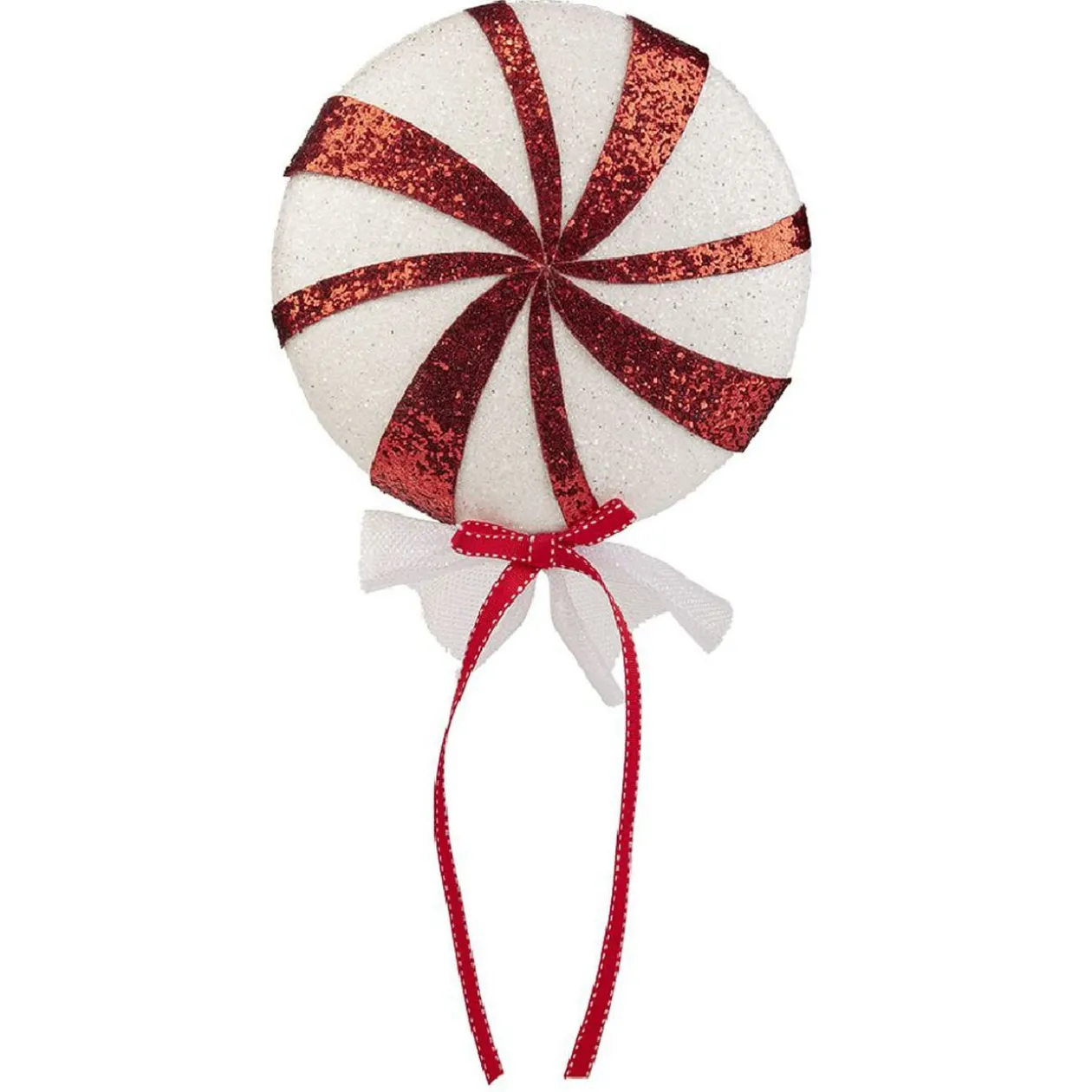 Décoration de Noël XXL sucette rouge et blanche à paillette H45cm