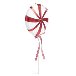 Décoration de Noël XXL sucette rouge et blanche à paillette H45cm