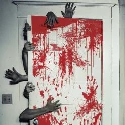 Décoration de porte Halloween effet ensanglanté