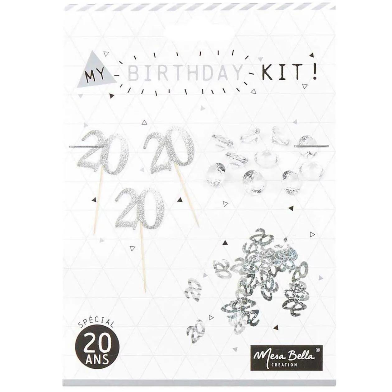 Décoration de table anniversaire 20 ans argenté