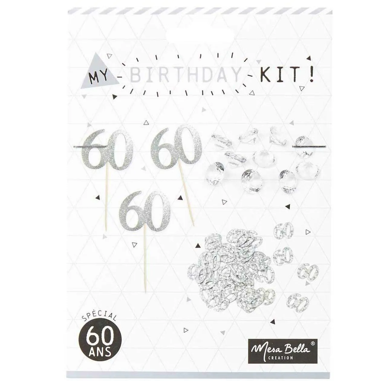 Décoration de table anniversaire 60 ans argenté