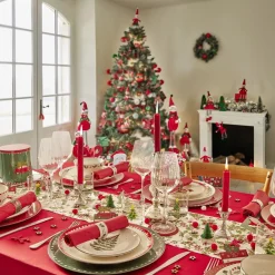 Décoration de table feutrine forme renne rouge 6 pièces