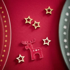 Décoration de table feutrine forme renne rouge 6 pièces