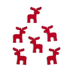 Décoration de table feutrine forme renne rouge 6 pièces