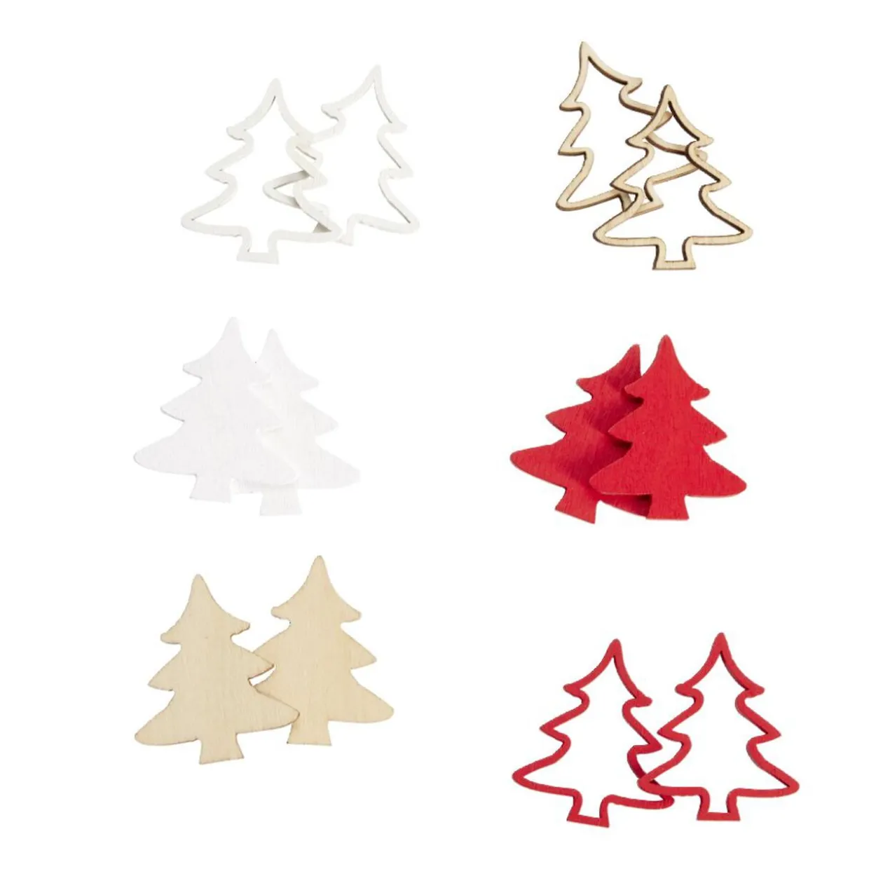 Décoration de table Noël x12 en bois forme sapin 3,5x3,5cm