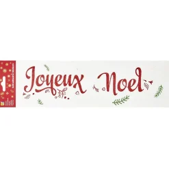 Décoration fenêtre électrostatique Joyeux Noël rouge et blanc L36xH11cm