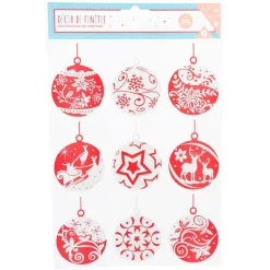 Décoration fenêtre électrostatique boule de Noël rouge et blanche