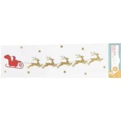 Décoration fenêtre Noël électrostatique traineau rouge et doré