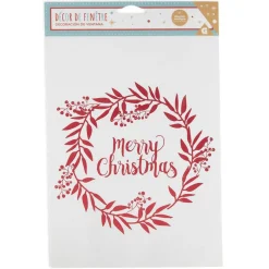 Décoration fenêtre Noël électrostatique guirlande couronne Merry Christmas rouge ou doré