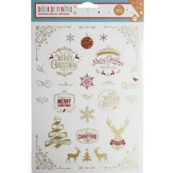 Décoration fenêtre Noël électrostatique rouge et doré - 2 modèles