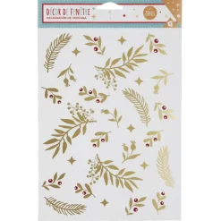 Décoration fenêtre Noël électrostatique feuille doré