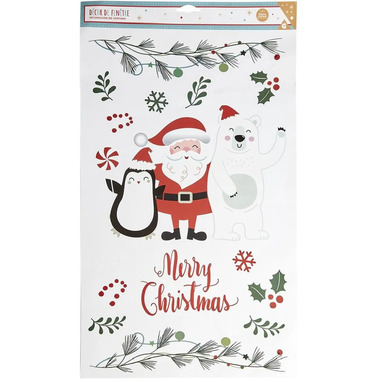 Décoration fenêtre Noël électrostatique Merry Christmas