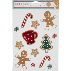 Décoration fenêtre Noël électrostatique bonhomme de neige ou pain d'épices