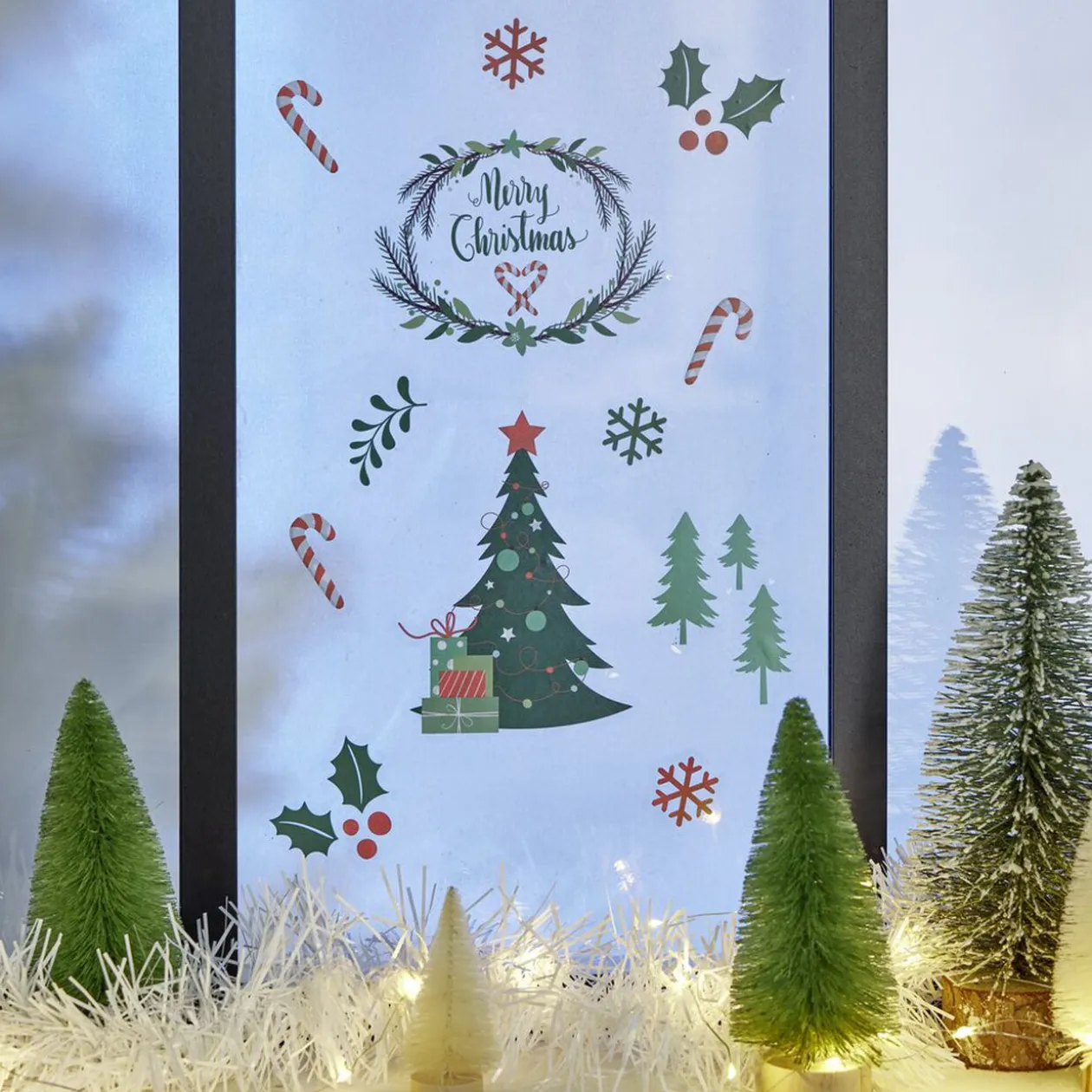 Décoration fenêtre Noël électrostatique personnage ou sapin