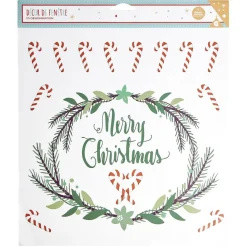 Décoration fenêtre Noël électrostatique sapin ou Merry Christmas