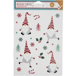 Décoration fenêtre Noël électrostatique gnome