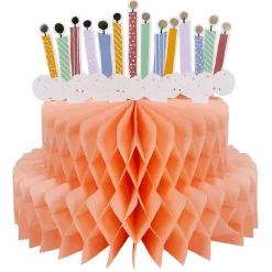 Décoration gâteau anniversaire papier de soie nid d'abeille 27x30cm