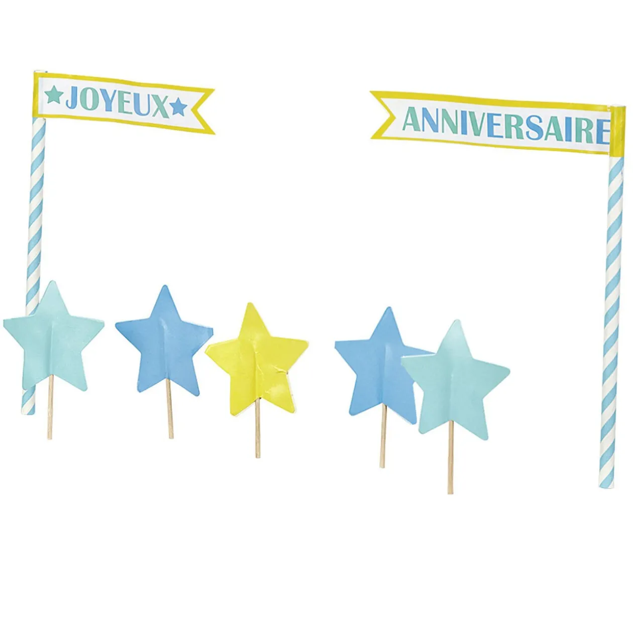 Décoration gâteau Joyeux anniversaire et étoiles