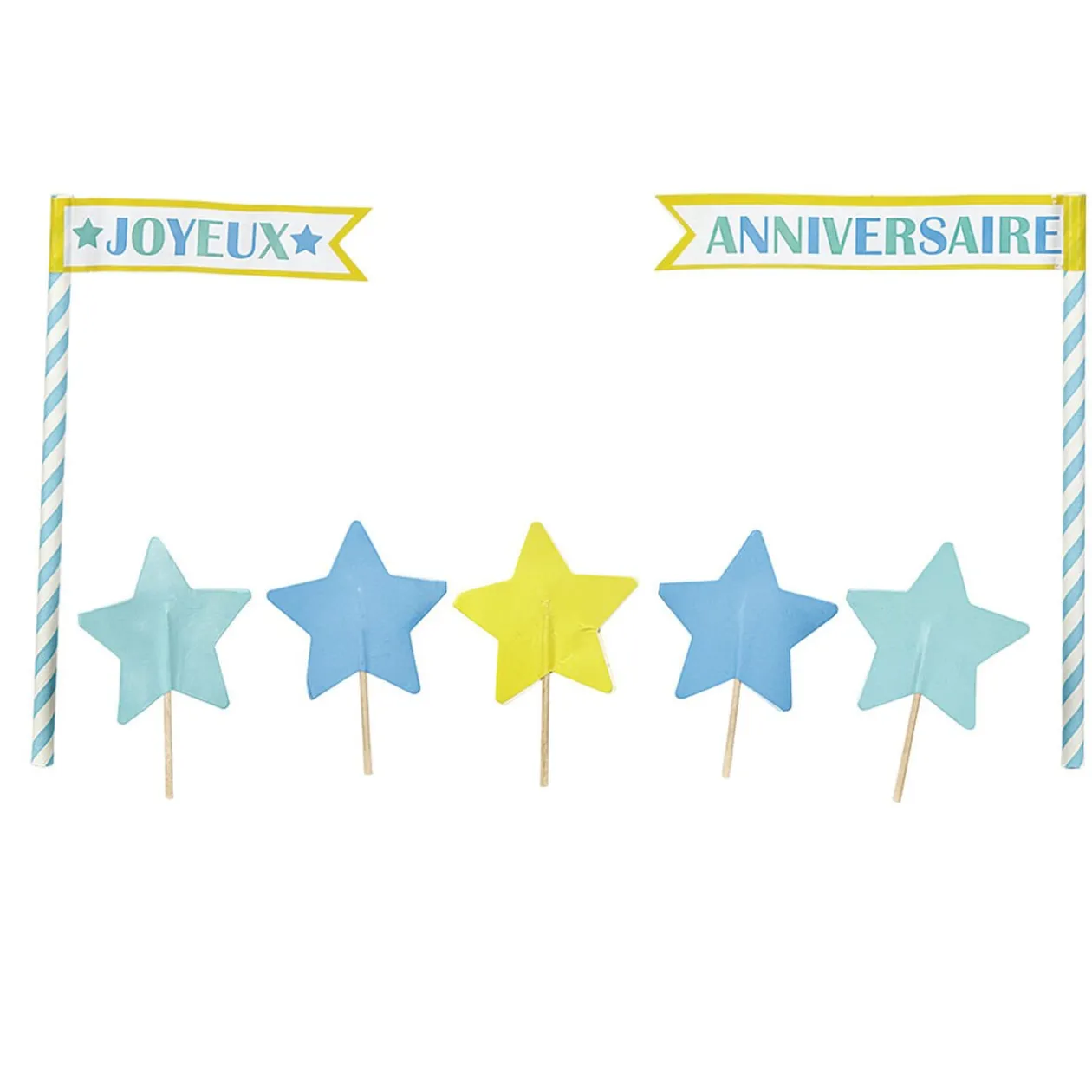 Décoration gâteau Joyeux anniversaire et étoiles