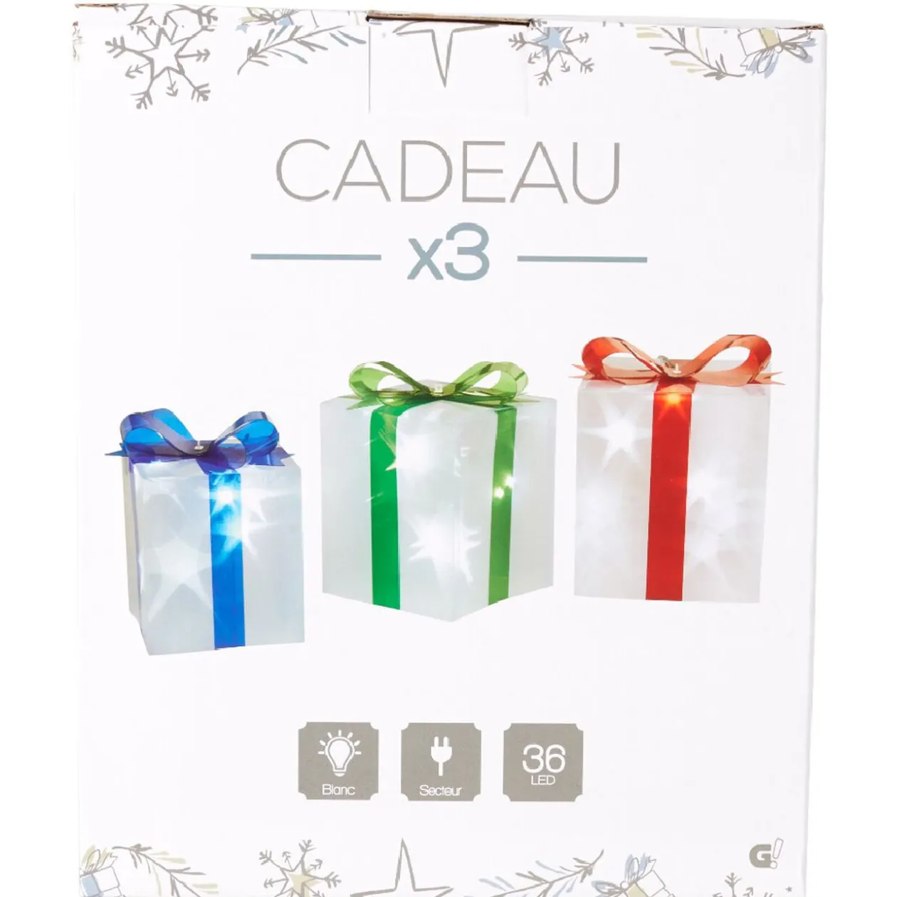 Décoration électrique en forme de cadeau 36 LED Ø18 cm x3