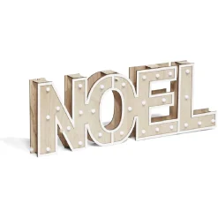 Décoration lumineuse à poser lettres Noël bois