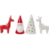 Décoration lumineuse Père Noël cerf sapin porcelaine rouge et blanc x4