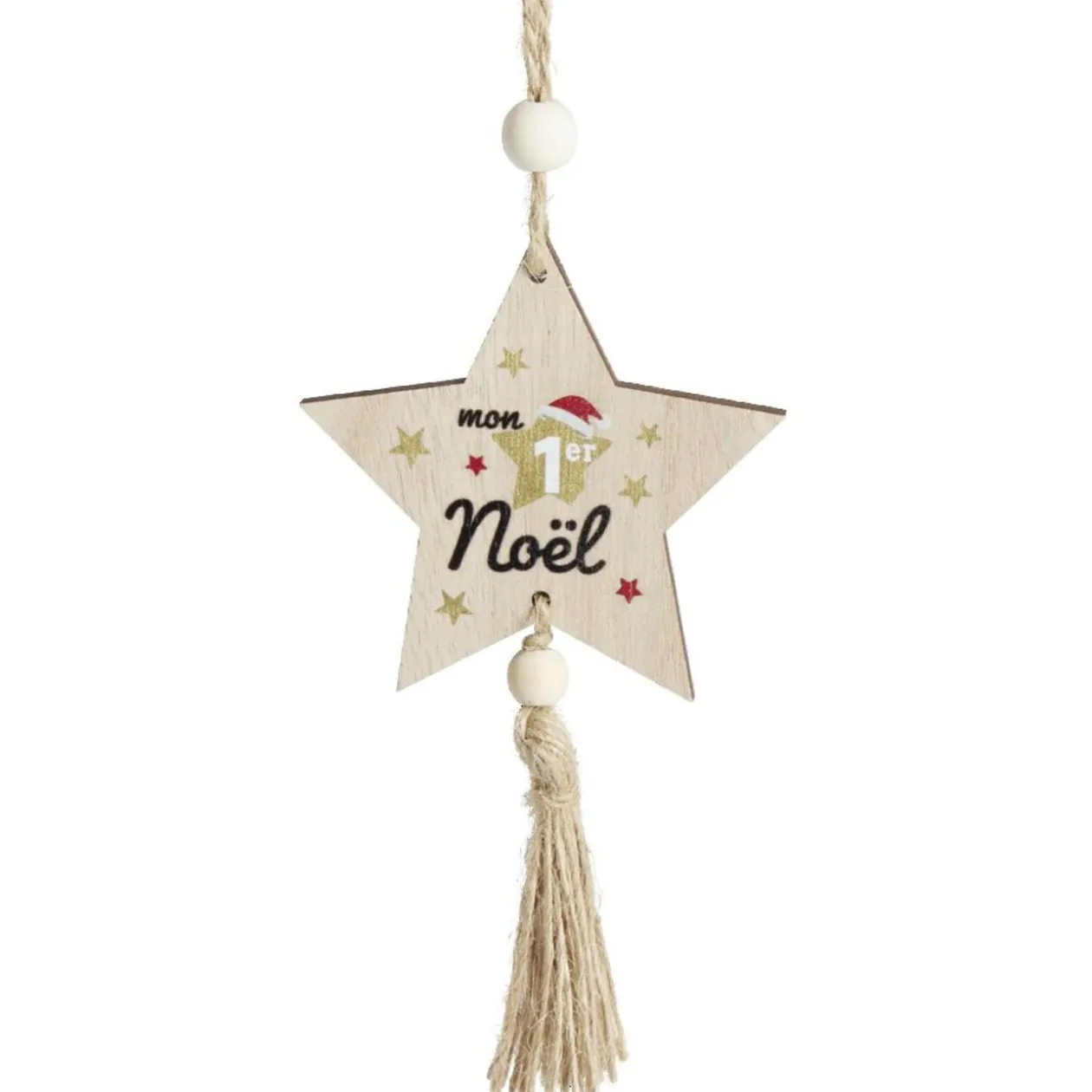 Décoration "Mon 1er Noël" à suspendre en bois H15cm - 2 modèles