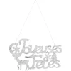 Décoration murale Joyeuses Fêtes pailleté gris argenté
