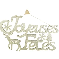 Décoration murale Joyeuses Fêtes pailleté doré