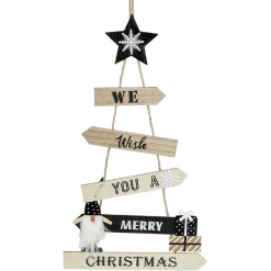 Décoration Noël à suspendre We wish you a merry Christmas pancarte en bois