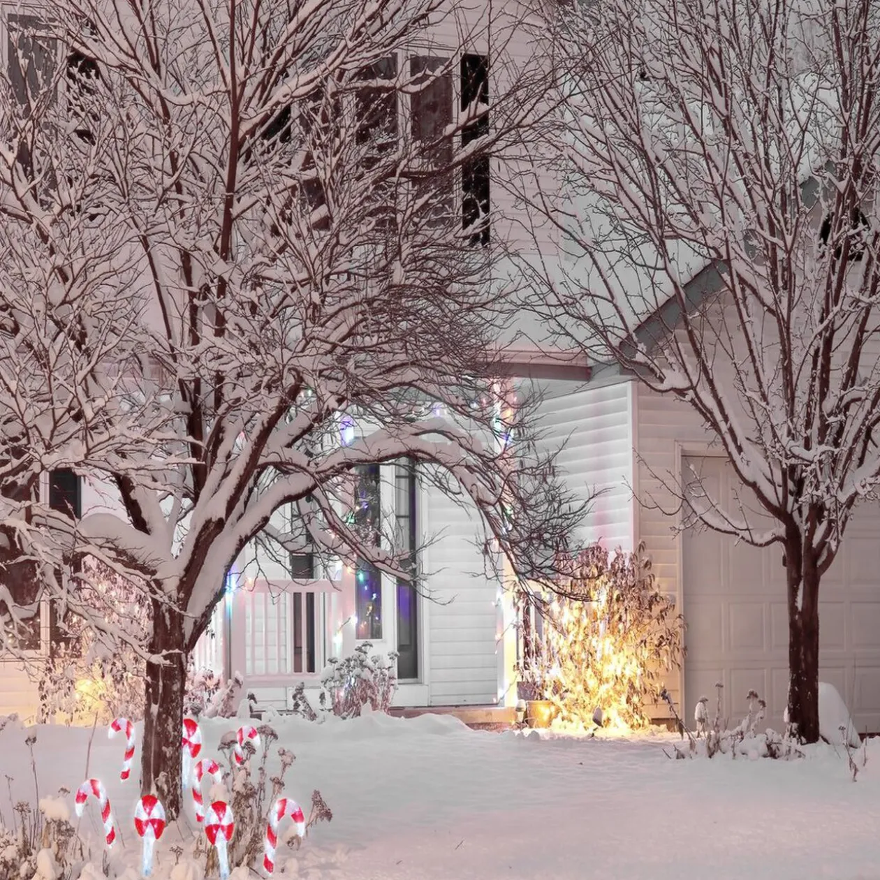 Décoration Noël sucre d'orge à planter LED H27cm