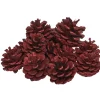 Décoration Pomme de pin rouge à poser x 12