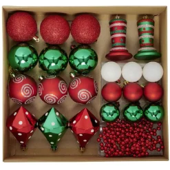 Décoration pour sapin de Noël Rouge Vert Blanc x24