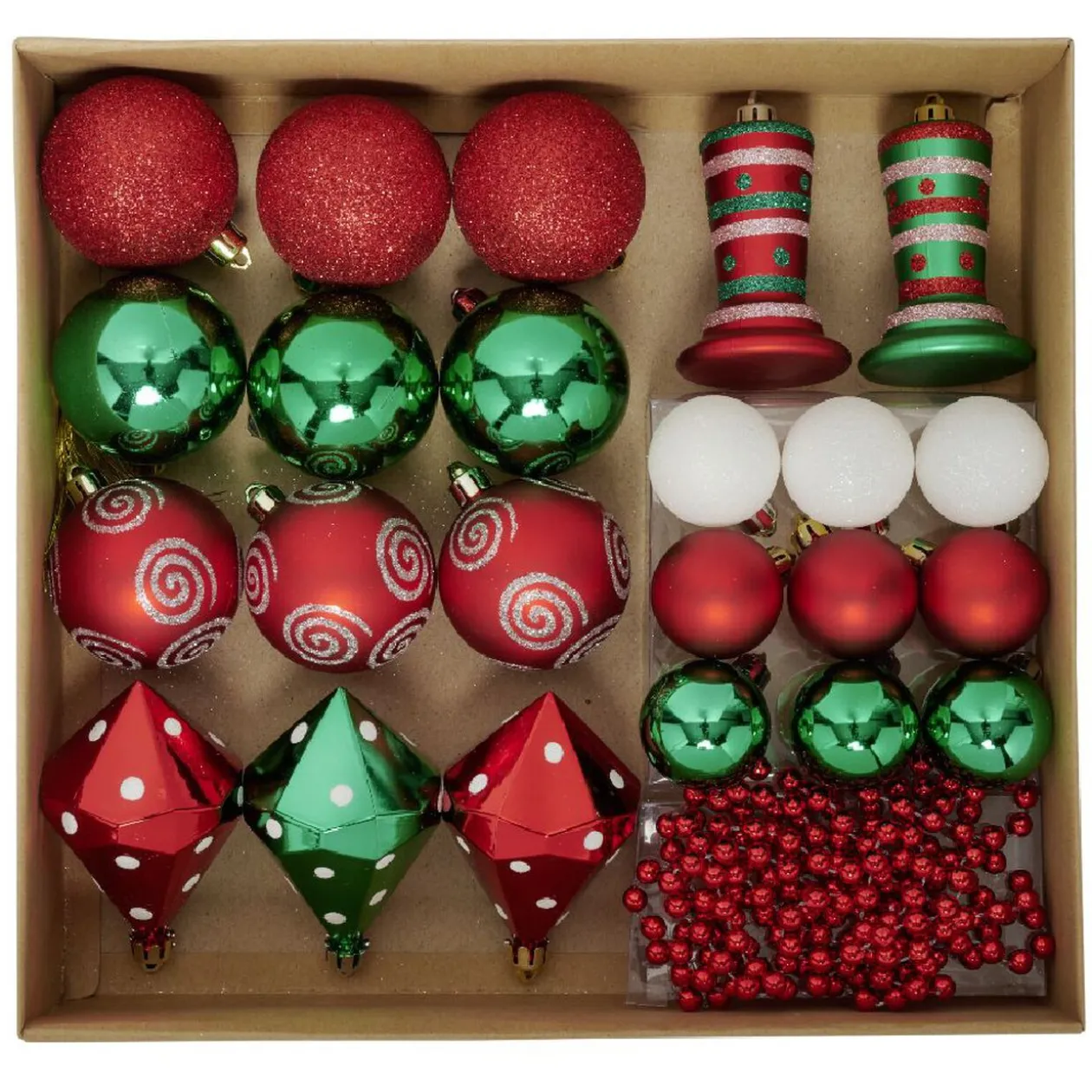 Décoration pour sapin de Noël Rouge Vert Blanc x24