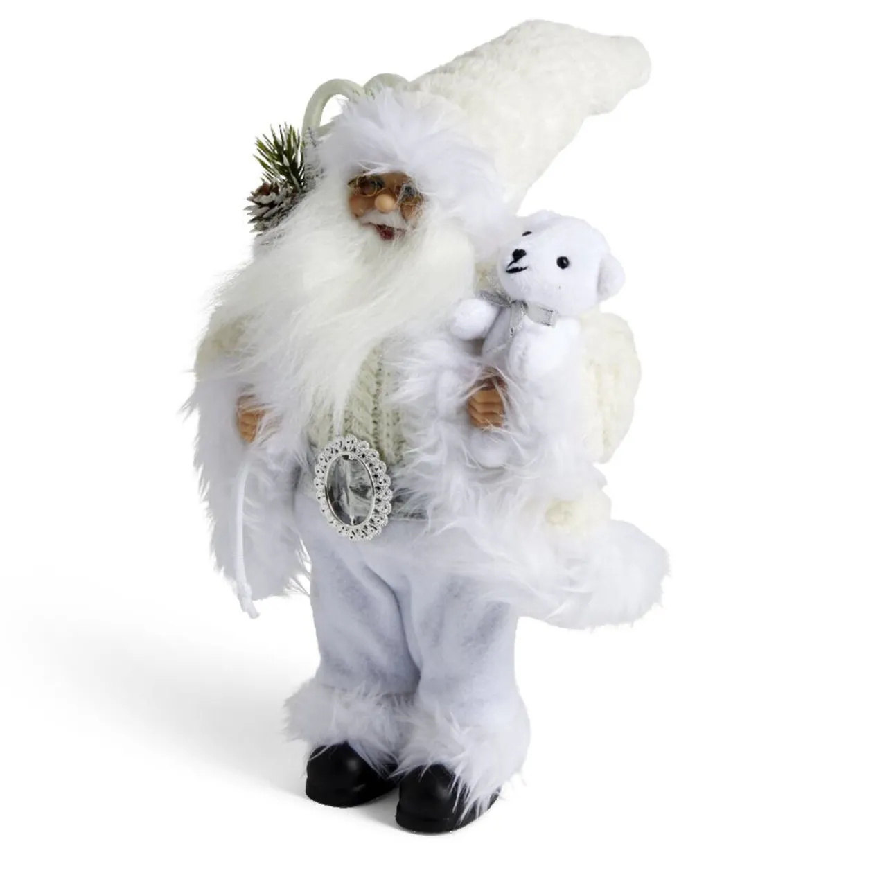 Décoration Père Noël à poser blanc H30cm