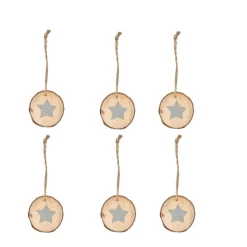 Décoration rondin de bois Noël x6