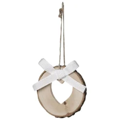 Décoration rondin en bois à motif à suspendre Ø 7 cm