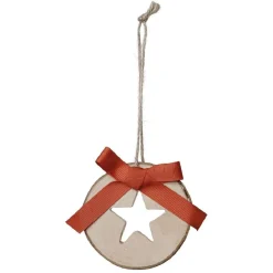 Décoration rondin en bois à motif à suspendre Ø 7 cm