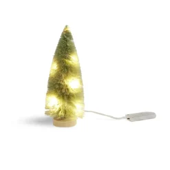 Décoration sapin blanc lumineux LED à piles H16cm