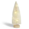 Décoration sapin blanc lumineux LED blanc chaud H24cm à piles