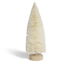 Décoration sapin blanc lumineux LED blanc chaud H24cm à piles