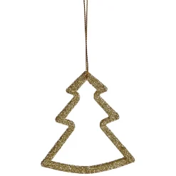 Décoration sapin Noël à suspendre étoile/sapin/boule doré x6