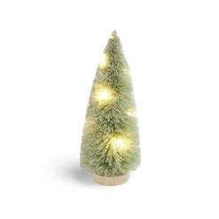 Décoration sapin vert lumineux LED blanc chaud H16cm à piles