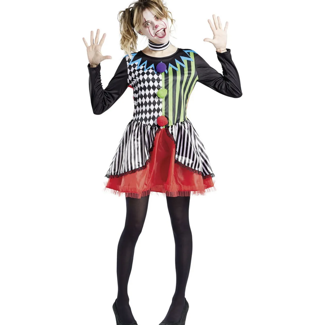 Déguisement adulte clown tour de cou et robe taille S
