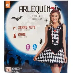 Déguisement adulte femme arlequin avec serre-tête Taille M