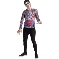 Déguisement adulte Halloween zombie trompe-l'oeil tshirt -Taille unique